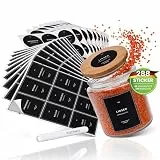 HAVENHAUS Etiketten Vorratsdosen Set schwarz | 288 Vorratsetiketten selbstklebend modernes Design für den gesamten Haushalt | Aufkleber Vorratsdosen inkl. Sticker + Kreide Stift | Etiketten Küche