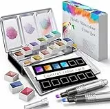 RATEL Metallic-Aquarell-Farbset, Solid Aquarell-Farbkasten, 12 Farben Glitter Solid Pigment, löslich und gut mischbar, für Kinder, Anfänger und Profis