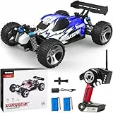 SIMREX 1:18 Scale All-Terrain Ferngesteuertes Auto, 45 km/h, 4WD mit 2.4 GHz Fernbedienung, RC Auto mit 2 wiederaufladbaren Batterie, Geschenk für Kinder und Erwachsene, Blau
