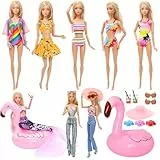 Miunana Puppenkleidung Puppen Kleidung Badeanzug Bikini Meerjungfrau Kleidung Kleider Schwimmbekleidung Puppenzubehör Schwimmring Sonnenbrillen Pantoffeln für 11,5 Zoll Puppen (17Pcs)