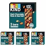BE-KIND | Schokolade Müsliriegel | Gluten Frei Gesunder Snack | Dark Chocolate Nuts & Sea Salt | 3 x 30 g (Packung mit 4)