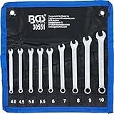 BGS 30551 | Maul-Ringschlüssel-Satz | 9-tlg. | SW 4- 10 mm | DIN 3113-A | inkl. Tetron-Rolltasche | Gabelringschlüssel