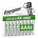 Energizer Recharge Power Plus - AAA Akkus (8 Stück) -700 mAh NiMH Batterien - Bis zu 5 Jahre nutzbare Batterielebensdauer - Bis zu 1000 mal wiederaufladbar - 100% plastikfreie Recycelbar Verpackung