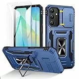 Doeshine für Samsung Galaxy A16 Hülle mit 2 Stück Displayschutzfolie & Kameraschutz, Magnetisch Ring Ständer, Robust Fallschutz Handyhülle Outdoor Militär Schutzhülle für Galaxy A16 (Navy)