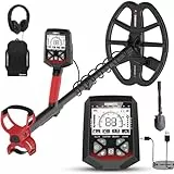 KAIWEETS Metalldetektor Profi, wasserdichte Doppel-D-Spule, 5 Modi Goldsuchgerät mit Upgrade Teleskopstange, Wiederaufladbarer Akku, Pinpointer, Verbesserter Grabungsmesser, Regenabdeckung (Rot)
