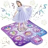 Tanzmatte Kinder Spielzeug Geschenke für Mädchen 3 4 5 6 7 8 9 Jahre, 2025 8 Tasten Tanzmatte mit Bluetooth, Fließendes Licht Kontrollsystem mit Ständern, Lila Prinzessin Geschenk für 3-12 Mädchen