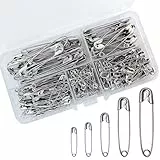 Sicherheitsnadeln 260 Stück 5 Größen NäHzubehöRstifte Aus Vernickeltem Stahl für Handwerk Pinning Säumen Dressmaking Nähen Sicherheitsnadel Set (260, Silber)