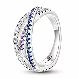 QIKAOLA Silber Ringe für Frauen 925 Sterling Silber Ringe Erklärung Ringe stapelbar Ringe für Jugendliche Mädchen Eternity Band Ringe