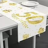 HONMOK Goldene Hozhzeit Deko, Hochzeitstag Dekoration, 50. Jubiläum Tischläufer 300x50cm, Gold Hochzeit Tischband, Goldhochzeit Tischdecke Deko, Geschenk für Hochzeitstag Jahrestag Jubiläum