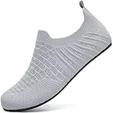 BARFULKER Hausschuhe Damen Herren Leichte Hüttenschuhe Rutschfest Flache Pantoffeln Home Cozy Slippers Flexibel Barfußschuhe,Grua 38 EU