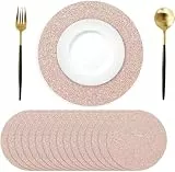 50 Stück rotgoldene Papier-Tischsets, rund, 34 cm, Einweg-Tischsets, dekorative Platzsets für Esstisch, Hochzeitsbankett, Zuhause, Bankett, Weihnachten, Neujahr, festliche Party, Geburtstag, Urlaub