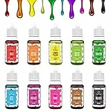 Waysroma Lebensmittelfarbe 10 Farben x 10ml Hochkonzentriert Lebensmittelfarbe Flüssig für Backen, Kuchen, Macaron, Kekse, Kuchendekoration Backen Farbe Glutenfrei Zuckerfrei Dessert