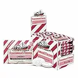 Fisherman's Friend Cherry, 24er Vorratsbox, Kirsche und Menthol Geschmack, zuckerfrei & vegan, Bonbons für frischen Atem, 24 x 25g