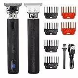 Professioneller Haarschneider, mit 6 Kämmen Bartschneider, elektrischer Trimmrasierer für Herren, Bartschneider mit LED-Anzeige & wiederaufladbarem USB, Konturschneider für Männer/Friseure (Schwarz)
