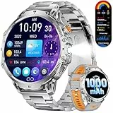 LIGE Smartwatch Herren 1000 mAh Akku/1.85‘’ HD Großes Display Smartwatch mit Anrufe,100+ Sportmodi,IP68 Wasserdicht Fitnessuhr mit 24/7 Herzfrequenz,Schlafmonitor für Android iOS,2 Bander,Silber