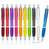 AUAUY Einziehbare Kugelschreiber, 10 Stück Druckkugelschreiber, Bunt Tinte, Ergonomische Kugelschreiber, Rutschfester Kulli für Schule Büro Bedarf Geschenk Schreibtisch Mitarbeiter Abschluss Jubiläum