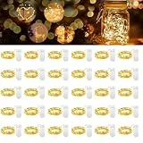 Carastek LED Mini Lichterkette mit Batterie, Warm weiß DIY kleine Lichterketten Wasserdich Batteriebetrieb LED Beleuchtung Batteriebetrieben Deko für Flasche, Urlaub,Weihnachten Deko (30 Stück)