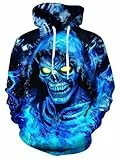 ALISISTER Schädel Hoodie 3D Kapuzenpulli Cool Druck Kordelzug Tasche Pullover Kleidung Top Autumn Winter für Männer Frauen XL