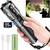 Jayxinli Taschenlampe 500000 Lumen, Aufladbar, Extrem Hell, Starke, Zoombar, 5 Lichtmodi für Camping, Hundespaziergänge, Notfälle und den täglichen Gebrauch