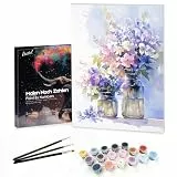 Bougimal Malen Nach Zahlen Erwachsene Landschaft mit Rahmen inklusive Pinsel und Acrylfarben - 28 x 35 cm, Bunte Blumen 11