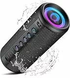 dotn Bluetooth Lautsprecher, 2026 Musikbox Bluetooth 5.4 mit RGB Licht, Tragbare Bluetooth Box, Freisprechfunktion, IPX7 wasserdicht, kraftvoller Sound für Outdoor, Garten und Reisen