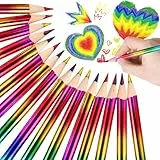 GOLDGE Einschulung Mädchen Schultüte Füllung – 16 Regenbogen Buntstifte Kinder, 4-in-1 Farbstifte zum Malen & Zeichnen, Mitgebsel Kindergeburtstag Gastgeschenke, Schule Basteln