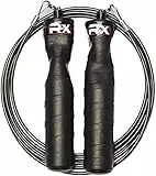 Rx Smart Gear Black Ops Springseil – Ergonomische Griffe mit Trans Black Cable Buff 8,6 cm | Jump Smart Weighted Speed Rope für Sport & Fitness, MMA, HIIT, Cardio & Functional Workout