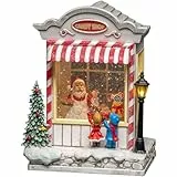 Konstsmide Schneekugel Candy Shop und Weihnachtsmann-Szene, mit Wasser gefüllt, für Innen (IP20) / Optional 8 Lieder Musik/Batteriebetrieben: 3 x C 1,5 V (ohne/Weihnachtslaterne 1 LED, weiß