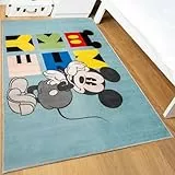Disney Home Kinderteppich - Offiziell lizenzierter Kinderspielteppich für Kinderzimmer, Spielzimmer - rutschfeste und waschmaschinenfeste Spielmatte für Kinder, Mickey Mouse Teppich 80 x 120 cm