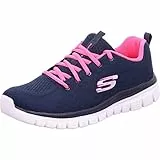 Skechers Damen Graceful-get Connected-12615 Sneakers, Navy Mesh Hot Pink Trim, 38.5 EU