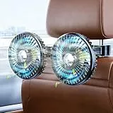 Mineup Auto Ventilator für Rücksitz, 5V Doppelkopf-Autolüfter Kühlung, Doppelkopf Autolüfter Gebläse mit 3 Geschwindigkeiten, Ventilator für Auto, 360° Drehbarer Leise Lüfter für Auto/SUV/RV(Usb-1)