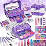 Kinderschminke Set Mädchen, Schminkkoffer Mädchen Spielzeug, Waschbar Schminkset Schminke Kinder, Halloween Weihnachts Geburtstags Geschenke für Kinder 4 5 6 7 8 9 10 11 Jahre