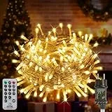 FairyGlim Weihnachtslichterkette mit Fernbedienung-10M 100 LED für Wasserdichte Outdoor Lichterkette mit 8 Modi. Ideal für Gärten, Partys, Terrassen und Balkon festliche Deko (warmweiß)