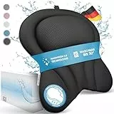 HAVENHAUS XXL Premium Badewannenkissen schwarz | NEU zusätzliche Polster an Schulter- & Nackenbereich | Badekissen für Badewanne schnelltrocknend, waschbar & 4x extra große Saugnäpfe |Kissen Badewanne