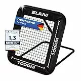 ELANI - Rebounder für Fußball 1x1m mit Schutzrand & 6 Heringen für sicheren Stand - Fussball Rebounder mit stabilem Rahmen - Tornetz - auch für Handball & Volleyball - Fußball Trainingszubehör