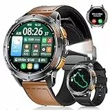 ESFOE GPS Smartwatch Herren Militär mit Telefonfunktion, LED Taschenlampe, 1,43'' HD AMOLED Fitnessuhr mit Kompass/Barometerdruck/Höhenmesser, 170+ Sportmodi, Herzfrequenz/SpO2/Schlaf für Android iOS