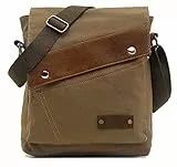 Sechunk Schultertaschen aus Segeltuch, Umhängetasche, Kuriertasche, Tagesrucksack für Damen und Herren，Armee Grün