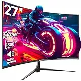 Gawfolk Curved Monitor 27 Zoll 100Hz, PC Bildschirm mit Lautsprecher 1080P, 1800R 75Hz Computerbildschirm mit Eye Care Technologie HDMI DP, unterstützt VESA