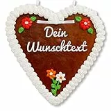 Individuelles Lebkuchenherz 21 x 22cm mit Wunschtext online selber Beschriften - Farbe: weiß - tolle Geschenkidee