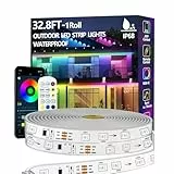 10m RGB+IC LED Streifen,Außenbereich IP68 Wasserdicht,Steuerung mit App/Fernbedienung,Bluetooth Musik Sync Seillicht für Balkone,errassen,Dächer,Gärten,Schwimmbäder