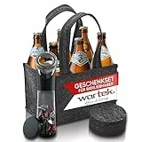 wortek Geschenkset Bier Geschenke für Männer - Männerhandtasche Bier, Flaschenöffner & Untersetzer + 6x bayerische Biere, Bierset Geschenk Männer Geburtstag, Geschenk für Vater Männergeschenke