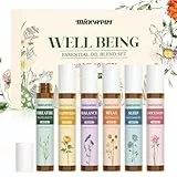 Migcaput Ätherische Öle Roll On Set 6X10ml, Natürliche Ätherische Ölmischung Aromatherapie Geschenkset für Schlafen, Atmen, Entspannen, Glück, Ruhe, Konzentration