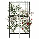 SUNYRISY Rankgitter Metall 4er Set, 150 cm hoch Garten Rankhilfe Spalier Rosengitter für Kletterpflanzen Blume Topfpflanzen Traube Gemüse, Quadratrohre Schwarz