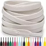 Miscly Flache Schnürsenkel, in verschiedenen Längen und Farben erhältlich (114 cm, Cremeweiß)