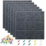 Große Filz Pinnwand, 30x30cm, 6 Stück Selbstklebend - Memotafeln Mit 35 Pinnnadeln für Foto Hängen, Bulletin Tafeln, Heimdekoration - Dunkelgrau