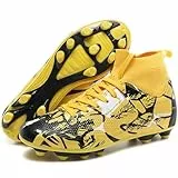 VTASQ Jungen Fußballschuhe Schuhe Kinder Astroturf Turnschuhe Kinder rutschfest Teenager Outdoor Fußballschuhe Mädchen Atmungsaktive Sneakers Unisex, Golden 1, 18 EU