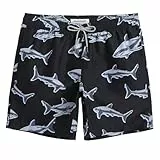 maamgic Badehose Herren Badeshorts Männer 18cm Innenlänge Badehosen Für Herren Schnelltrocknend Boardshorts Surfen Strandhose Mit Mesh-Futter Gefrorener fluoreszierender Hai L