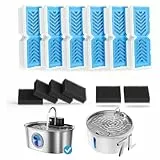 PEKTACO Katzenwasserbrunnenfilter, Ersatzfilter und Vorfilterschwämme für 3,2 l Haustier-Wasserbrunnen – 6 Stück