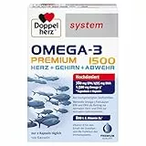 Doppelherz system Omega-3 Premium 1500 – Hoher Gehalt an wertvollen Omega-3-Fettsäuren EPA und DHA als Beitrag zur normalen Herzfunktion – 120 Kapseln