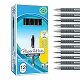 Paper Mate Flexgrip Ultra-Druckkugelschreiber | mittlere Spitze (1,0 mm) | schwarz stifte set | Schulsachen und bürobedarf |12er-Box